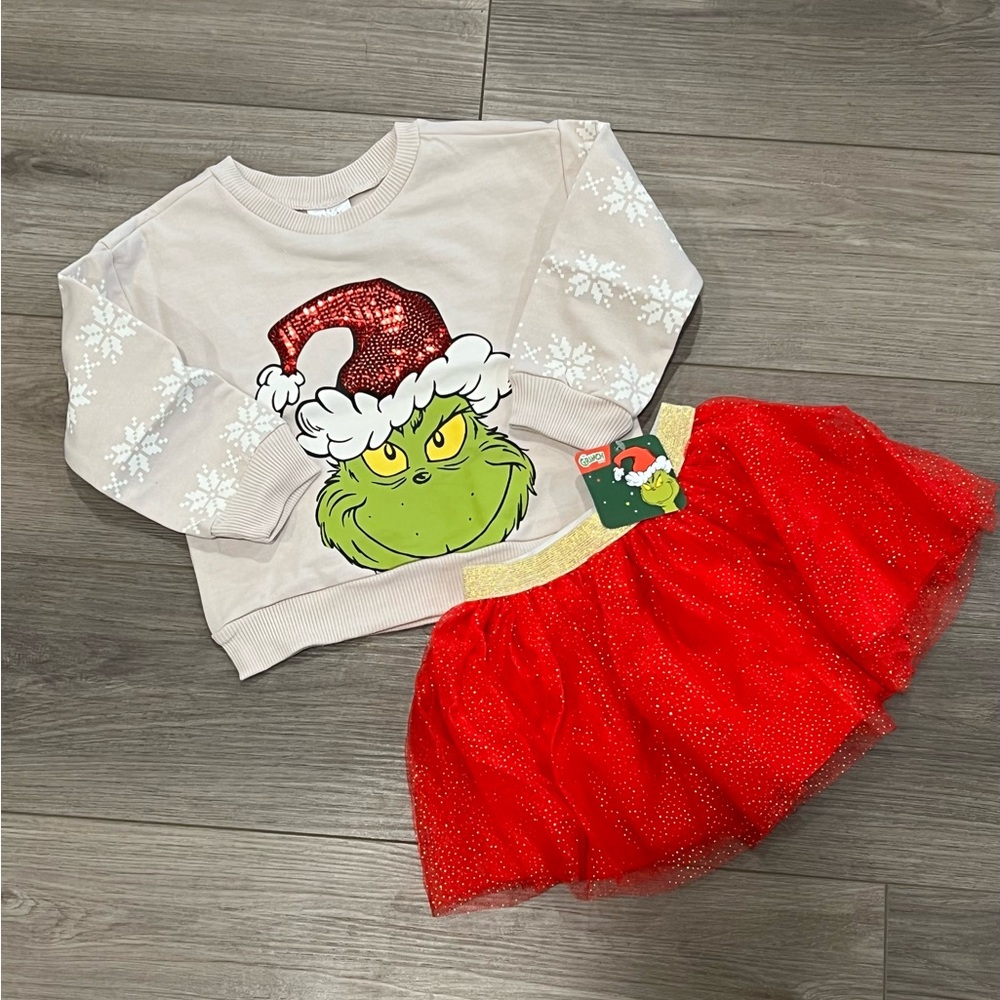 The Grinch Toddler Girls Tulle Skirt Set, NWT